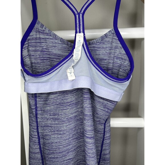 Lululemon Tank Top Womens 4 Purple White Athletic Sports Tank Removable Pads - Picture 3 of 10